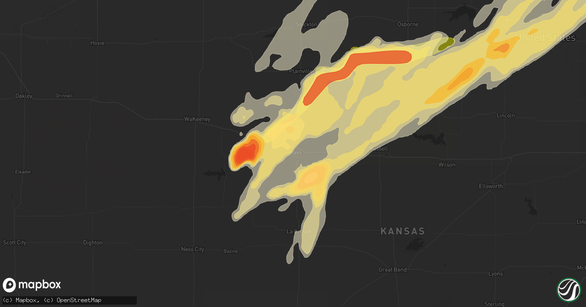 Hail map in Hays, KS on May 8, 2016