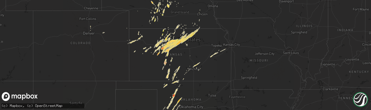 Hail map in Kansas on May 8, 2016