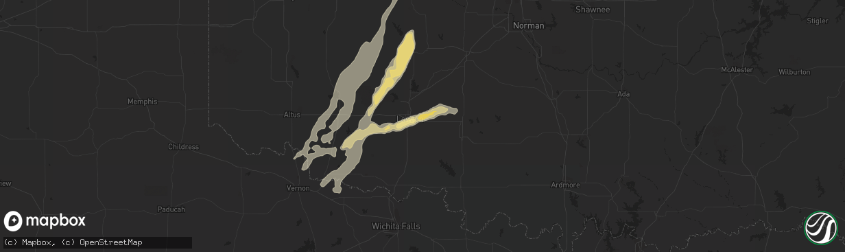 Hail map in Lawton, OK on May 8, 2016