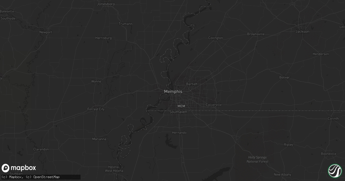 Hail map in Memphis, TN on May 8, 2016
