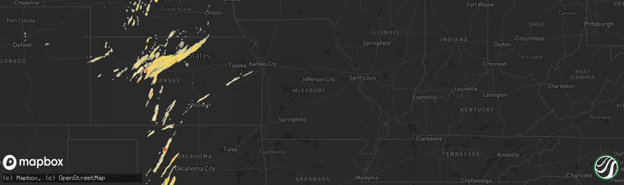 Hail map in Missouri on May 8, 2016