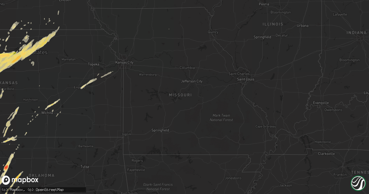Hail map in Missouri on May 8, 2016