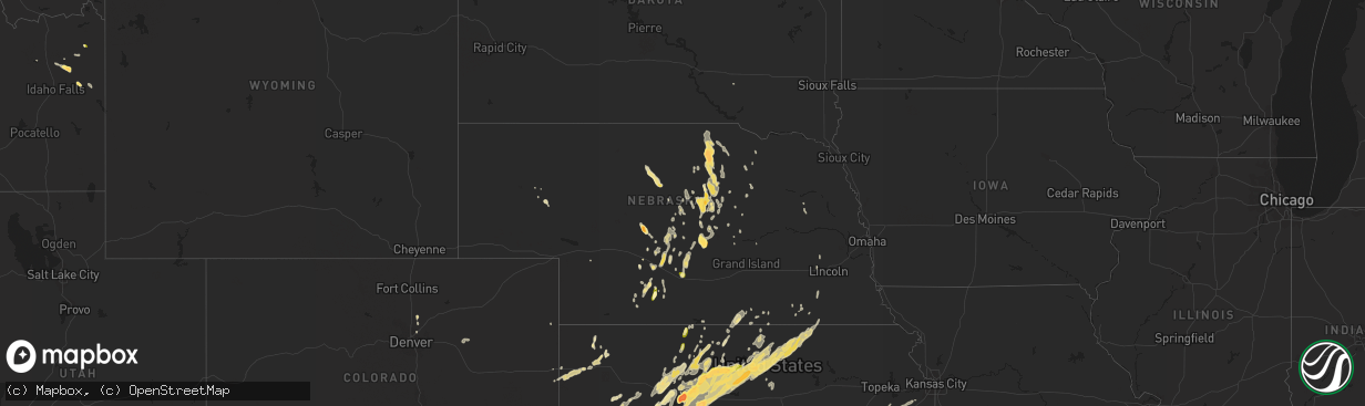 Hail map in Nebraska on May 8, 2016