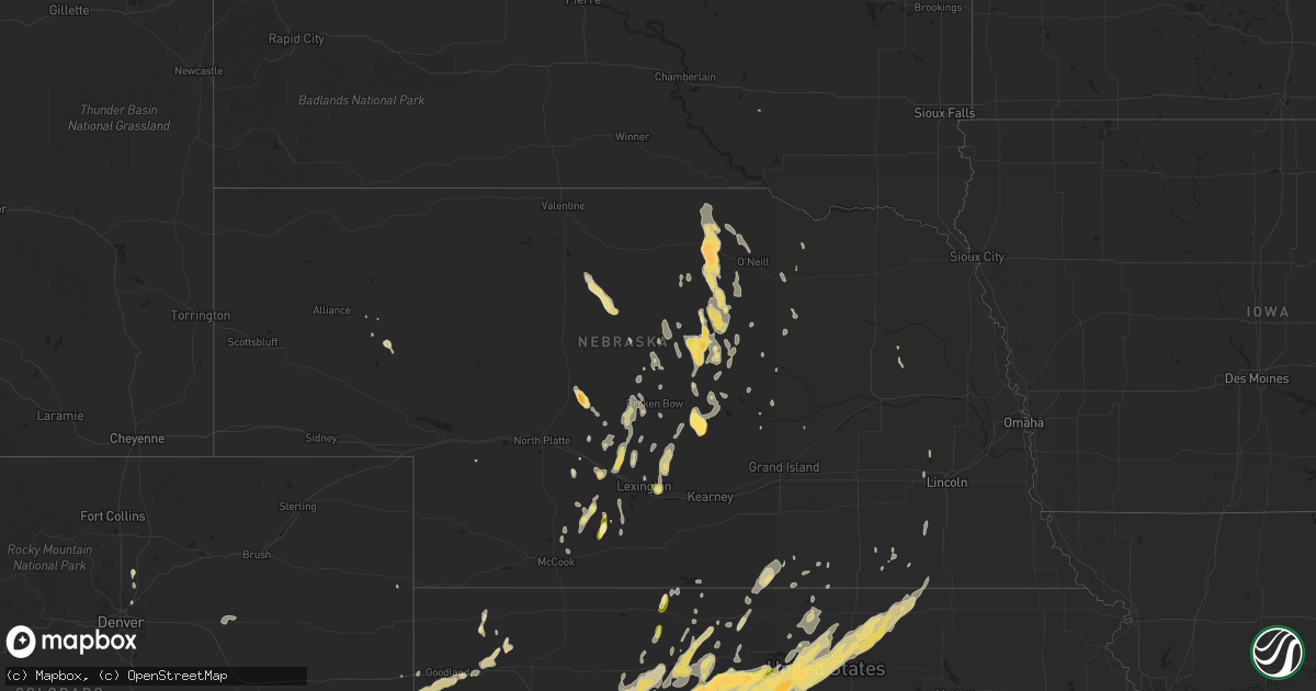 Hail map in Nebraska on May 8, 2016