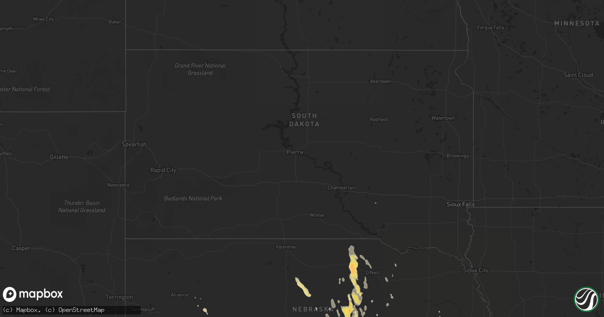 Hail map in South Dakota on May 8, 2016