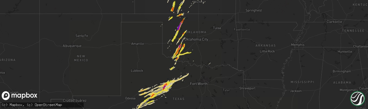 Hail map on May 8, 2016