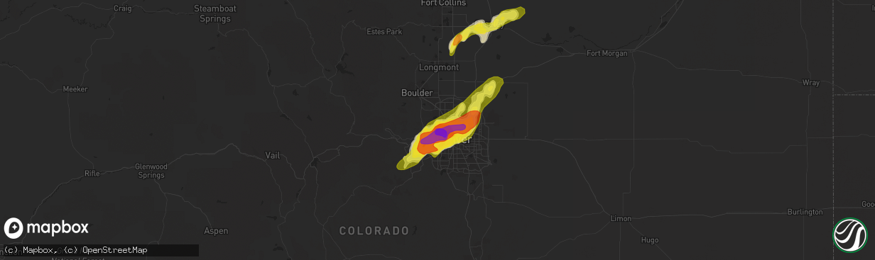 Hail map in Arvada, CO on May 8, 2017