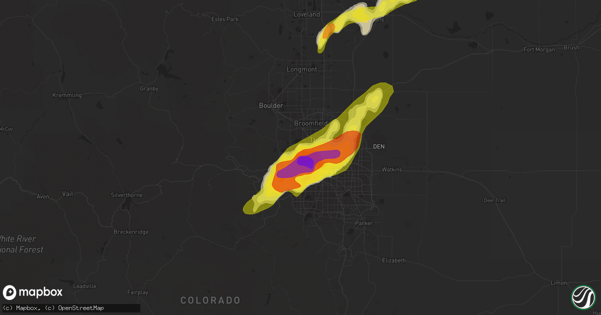 Hail map in Arvada, CO on May 8, 2017