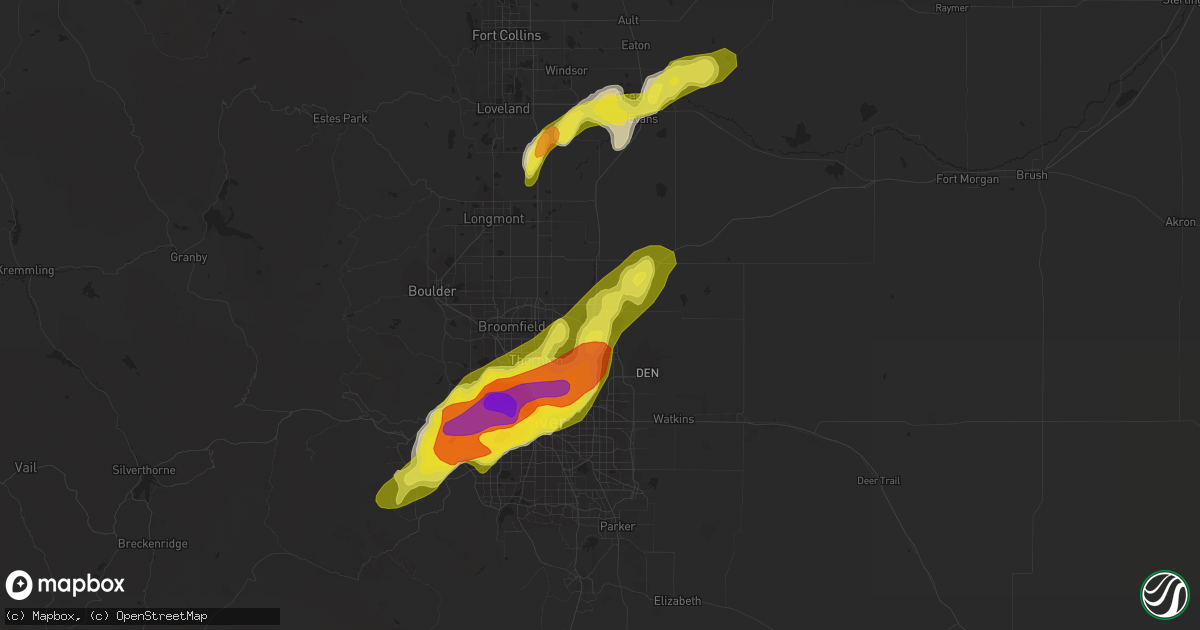 Hail map in Brighton, CO on May 8, 2017