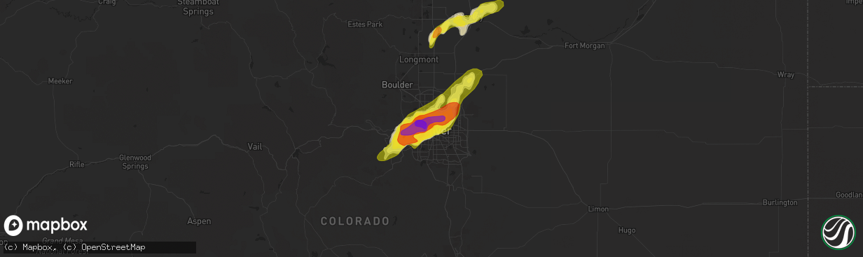 Hail map in Denver, CO on May 8, 2017