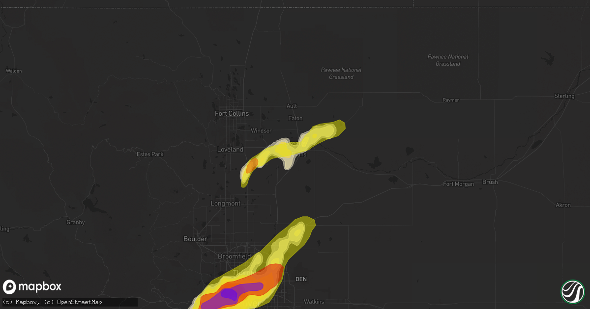 Hail map in Evans, CO on May 8, 2017