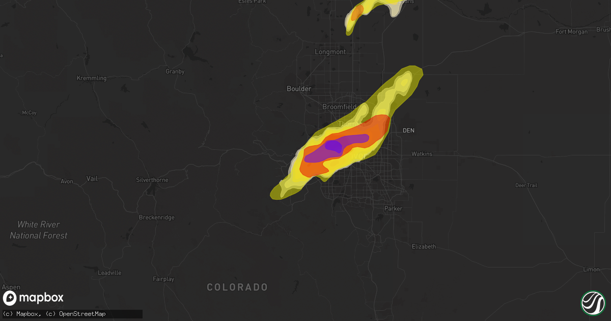 Hail map in Golden, CO on May 8, 2017