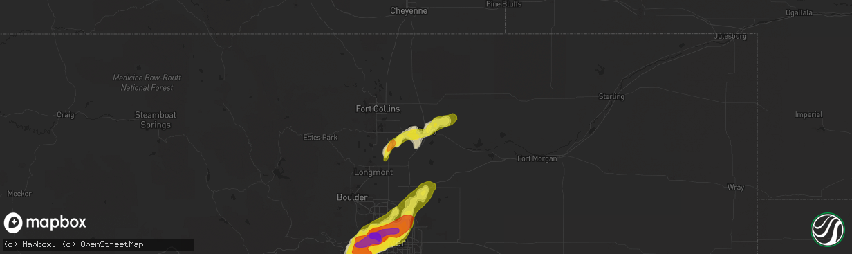 Hail map in Greeley, CO on May 8, 2017