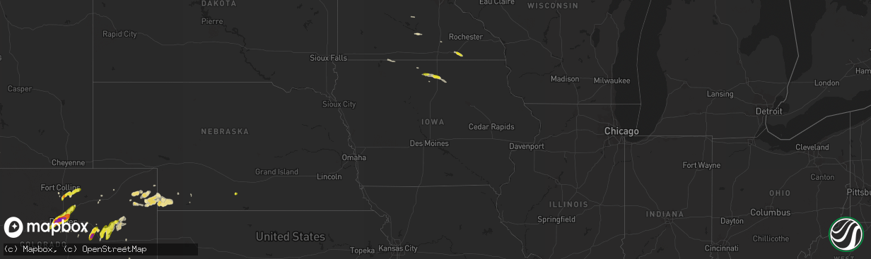 Hail map in Iowa on May 8, 2017