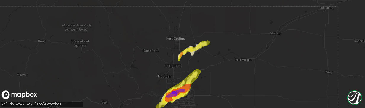 Hail map in Johnstown, CO on May 8, 2017