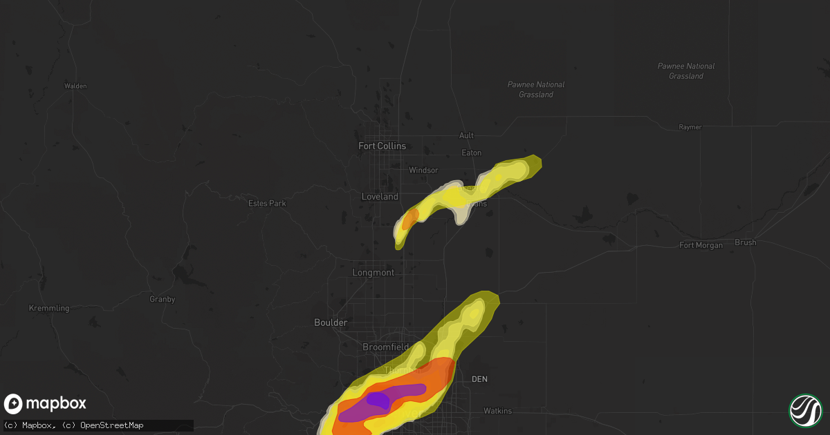 Hail map in Johnstown, CO on May 8, 2017