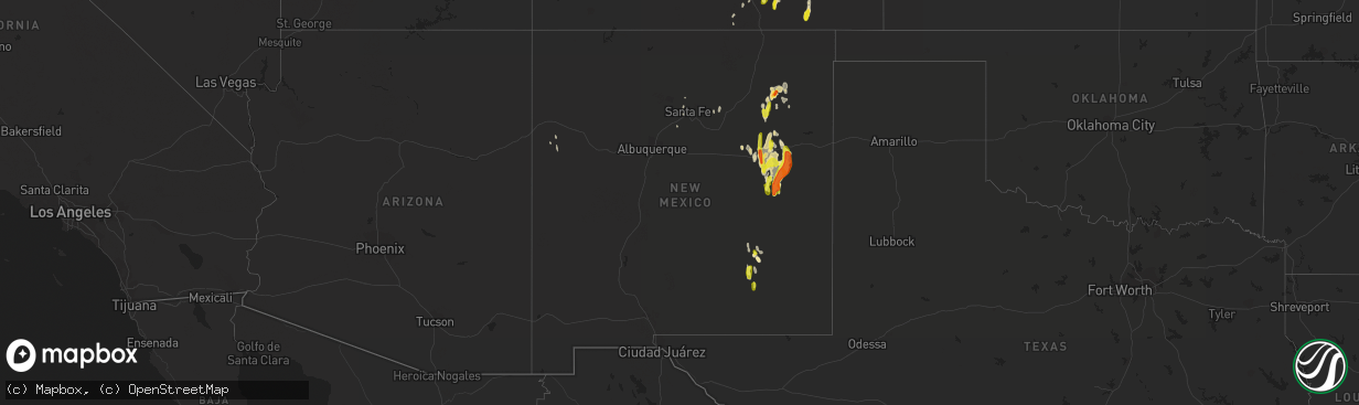 Hail map in New Mexico on May 8, 2017