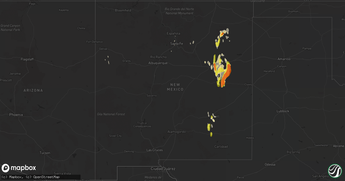 Hail map in New Mexico on May 8, 2017