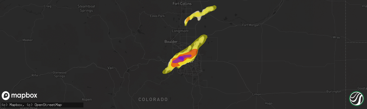 Hail map in Westminster, CO on May 8, 2017