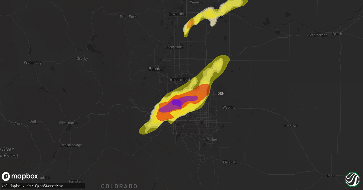 Hail map in Westminster, CO on May 8, 2017