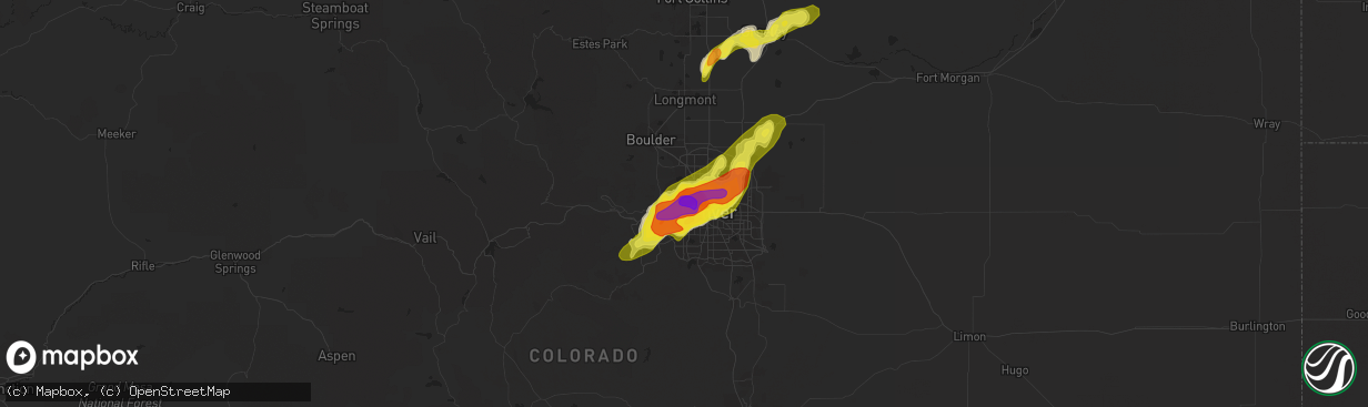 Hail map in Wheat Ridge, CO on May 8, 2017