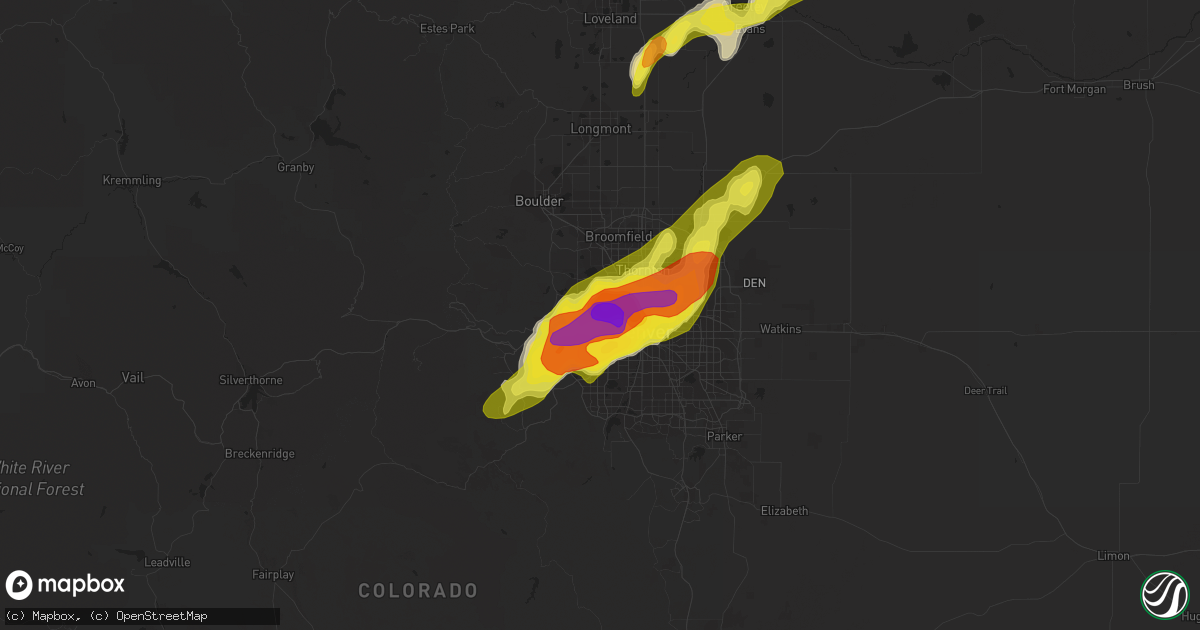 Hail map in Wheat Ridge, CO on May 8, 2017