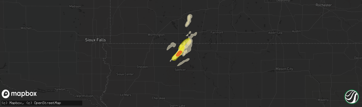 Hail map in Arnolds Park, IA on May 8, 2018