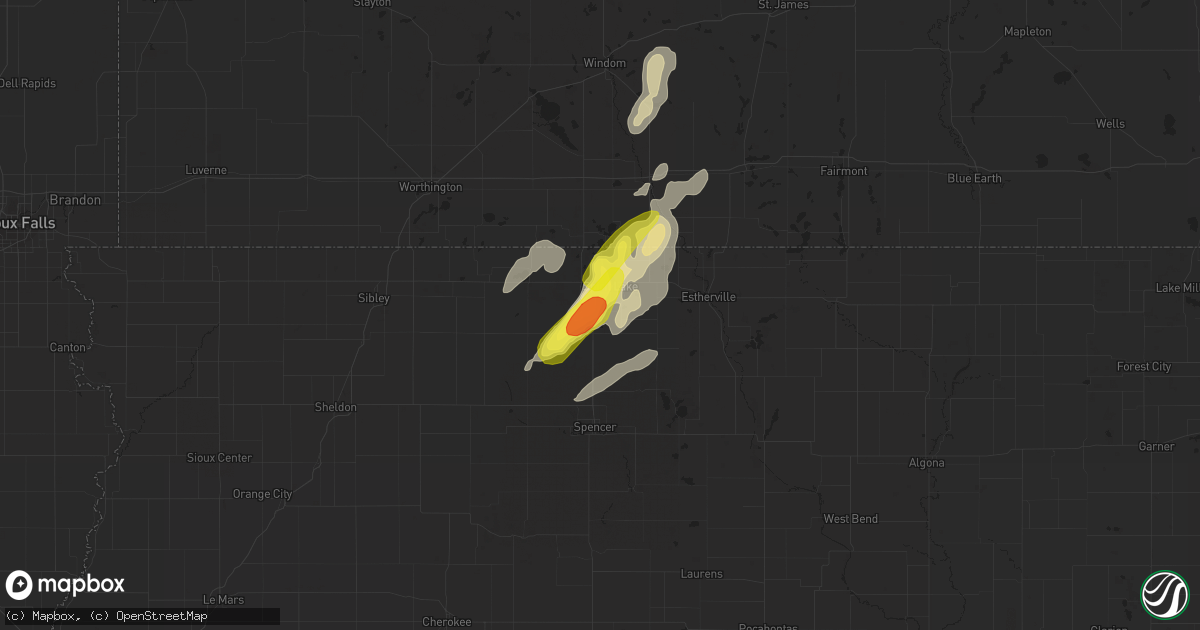 Hail map in Arnolds Park, IA on May 8, 2018