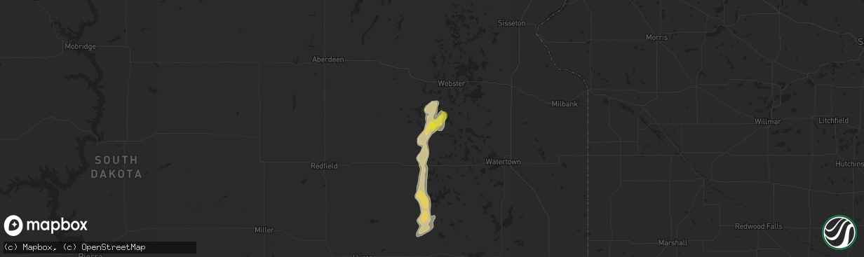 Hail map in Bradley, SD on May 8, 2018