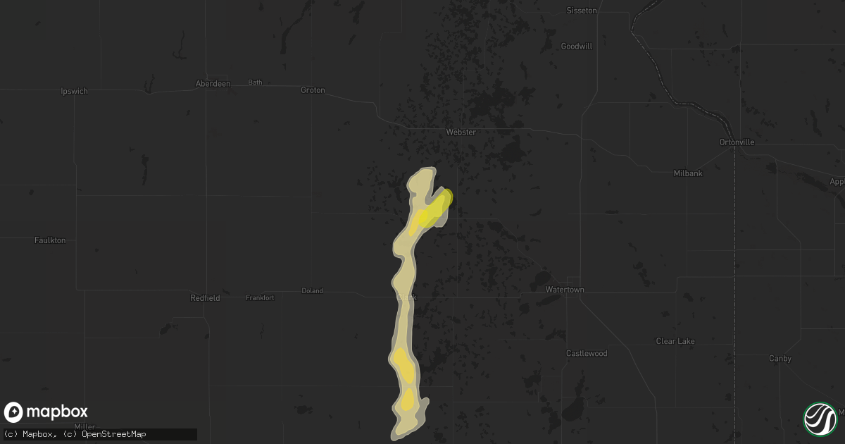 Hail map in Bradley, SD on May 8, 2018