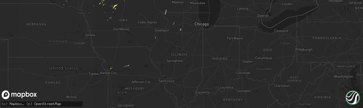 Hail map in Illinois on May 8, 2018