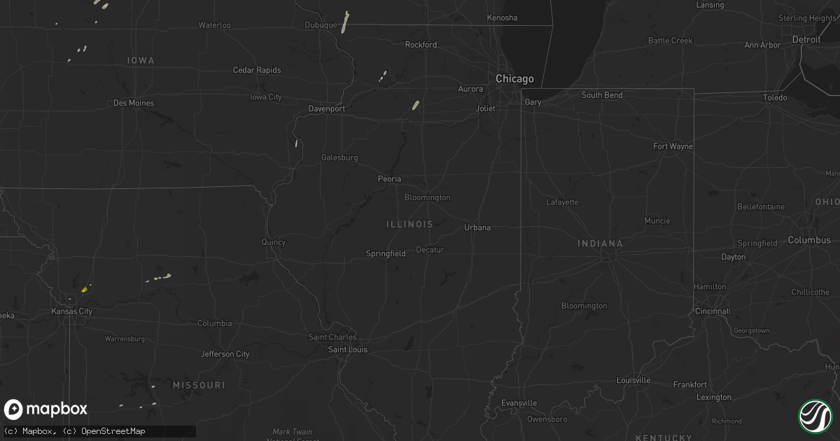 Hail map in Illinois on May 8, 2018