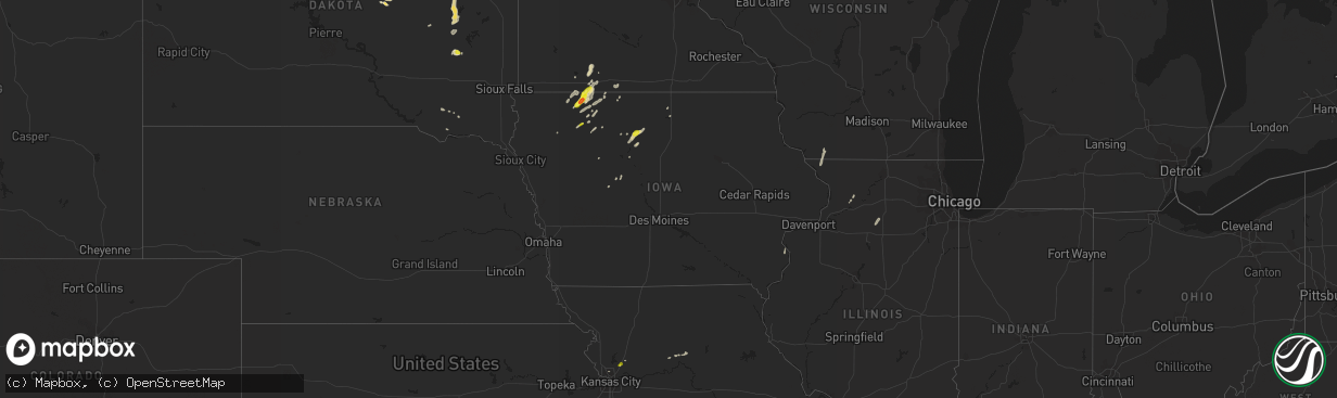 Hail map in Iowa on May 8, 2018