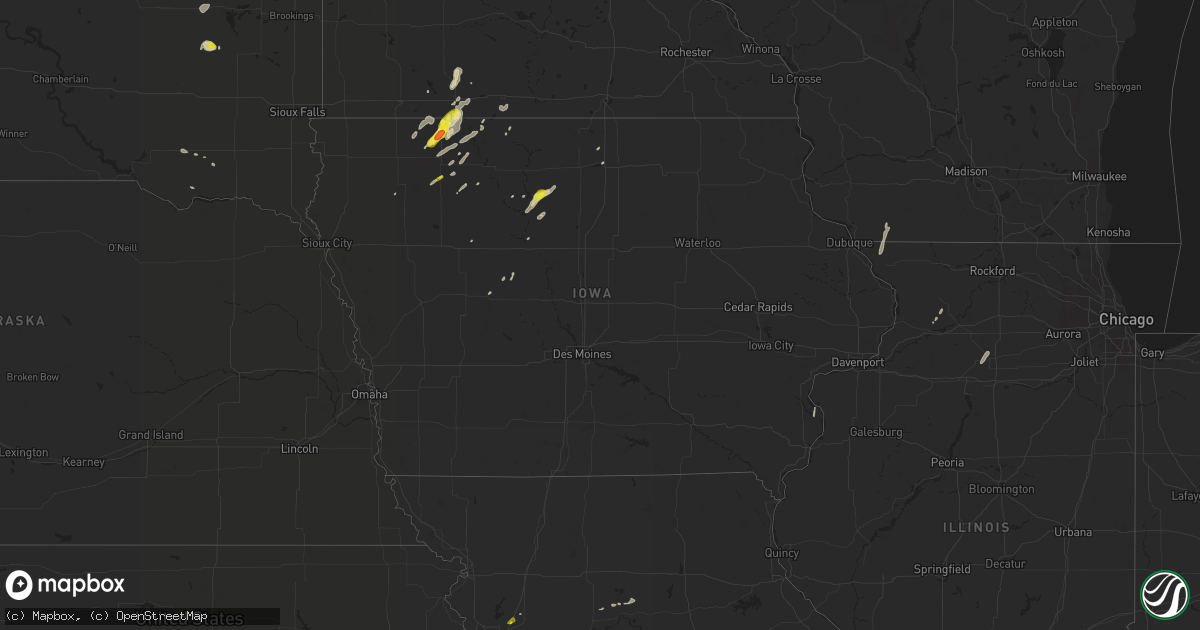 Hail map in Iowa on May 8, 2018