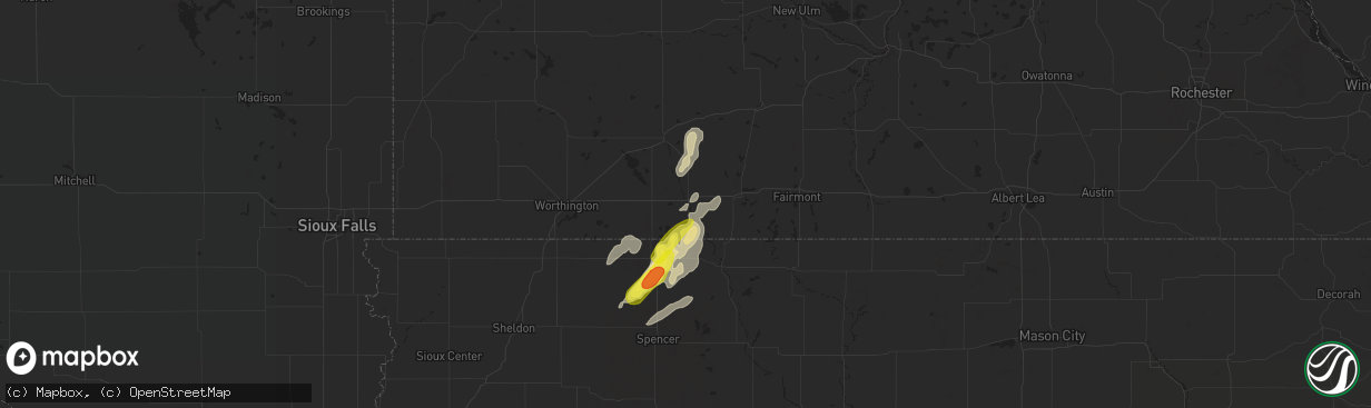 Hail map in Jackson, MN on May 8, 2018