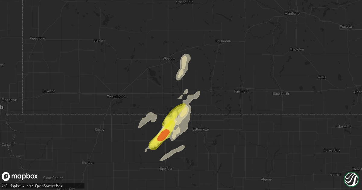 Hail map in Jackson, MN on May 8, 2018