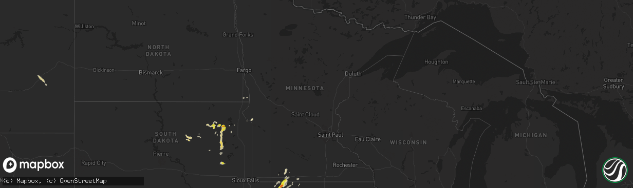 Hail map in Minnesota on May 8, 2018