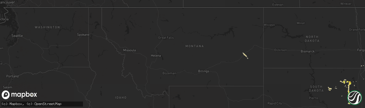 Hail map in Montana on May 8, 2018