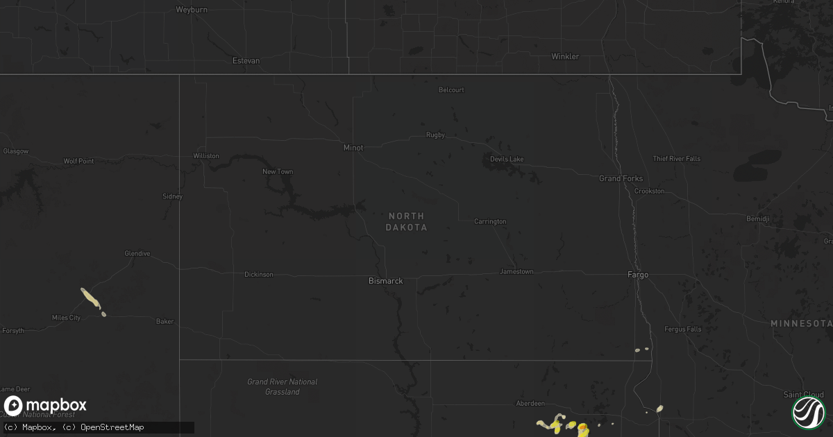 Hail map in North Dakota on May 8, 2018