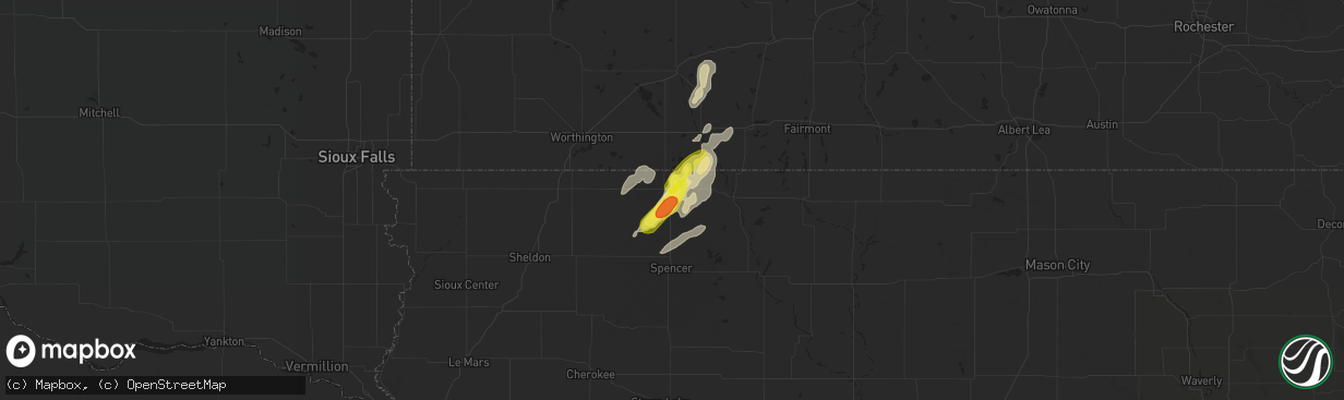 Hail map in Okoboji, IA on May 8, 2018