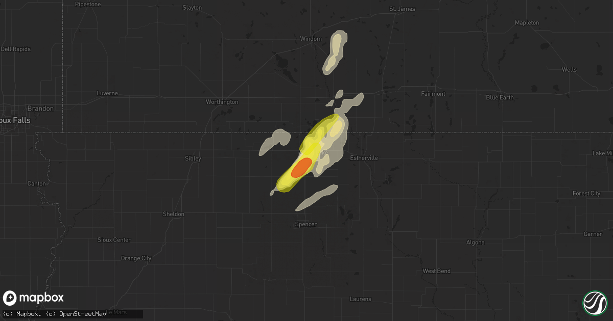 Hail map in Okoboji, IA on May 8, 2018