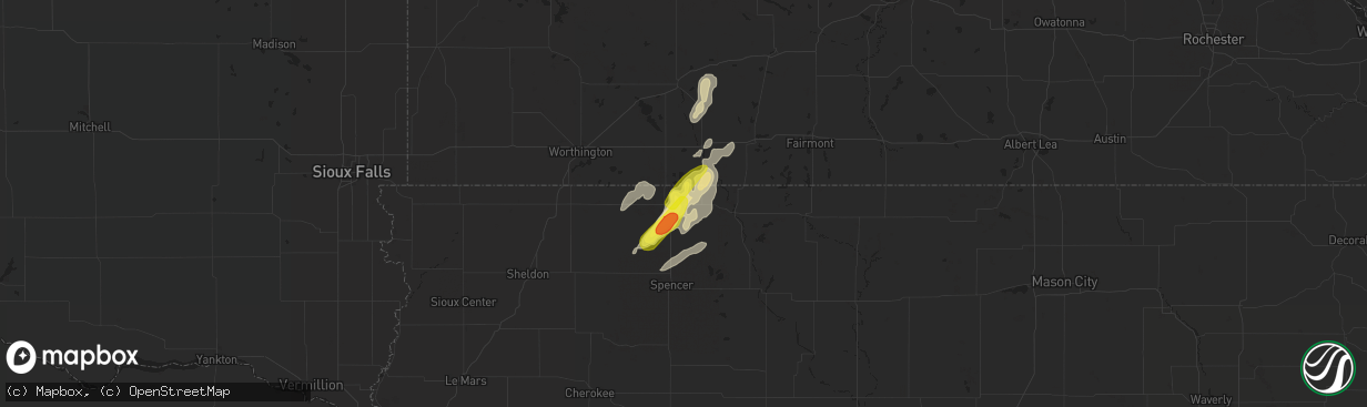 Hail map in Spirit Lake, IA on May 8, 2018