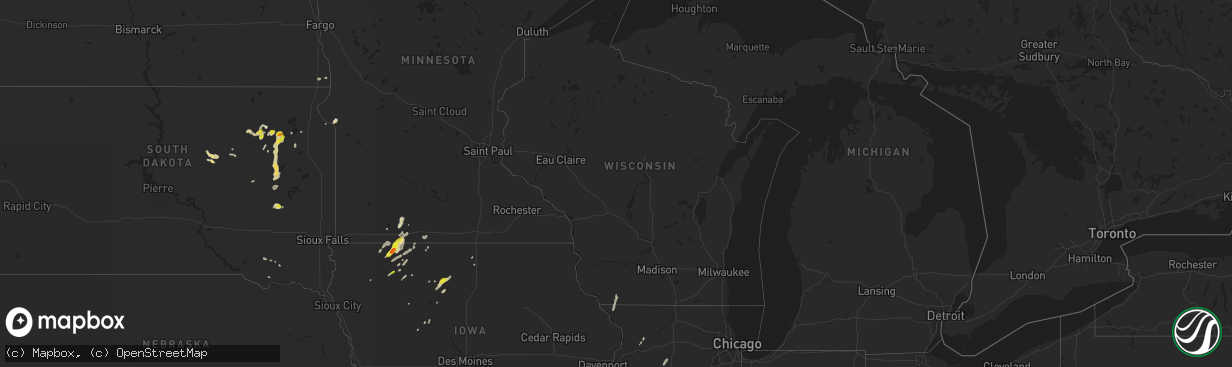 Hail map in Wisconsin on May 8, 2018