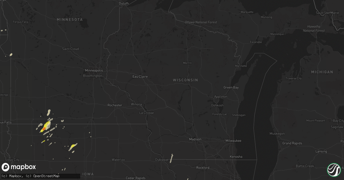 Hail map in Wisconsin on May 8, 2018