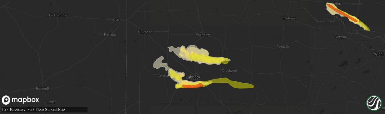 Hail map in Abernathy, TX on May 8, 2019