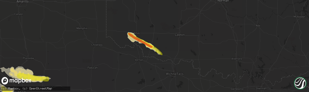 Hail map in Frederick, OK on May 8, 2019