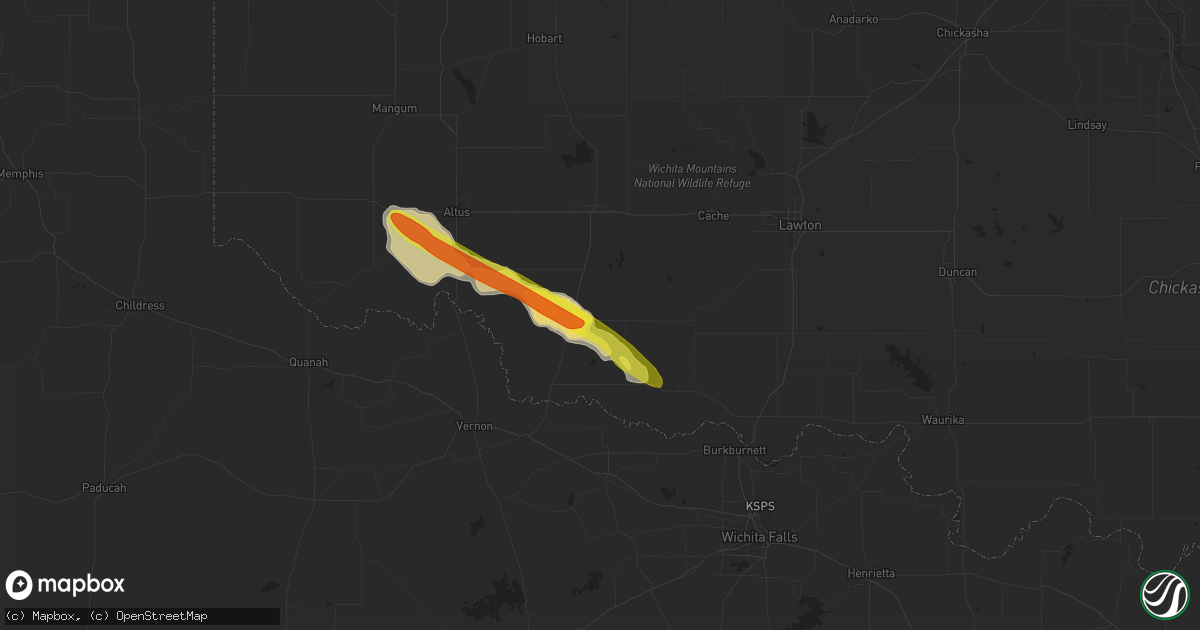 Hail map in Frederick, OK on May 8, 2019
