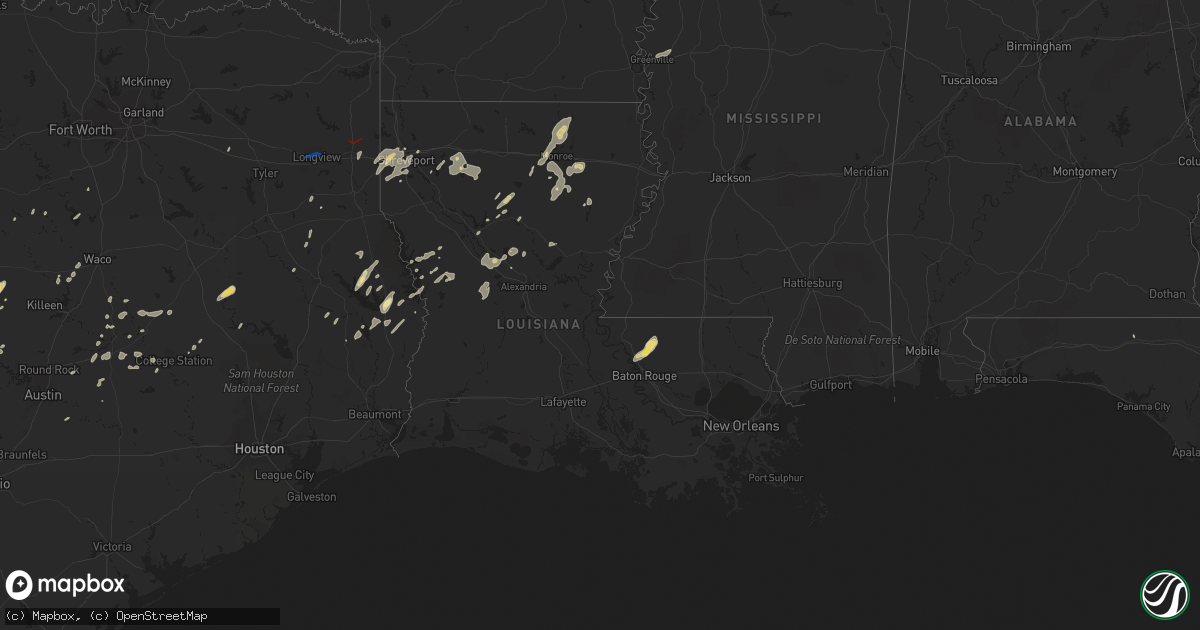 Hail map in Louisiana on May 8, 2019