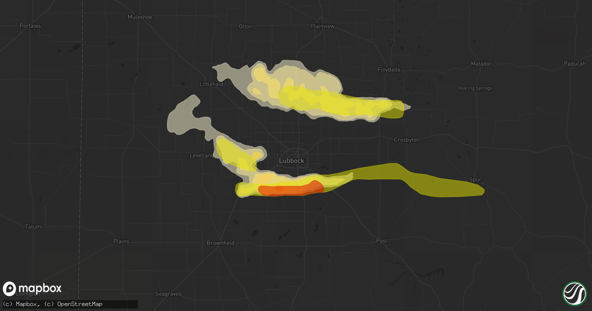 Hail map in Lubbock, TX on May 8, 2019
