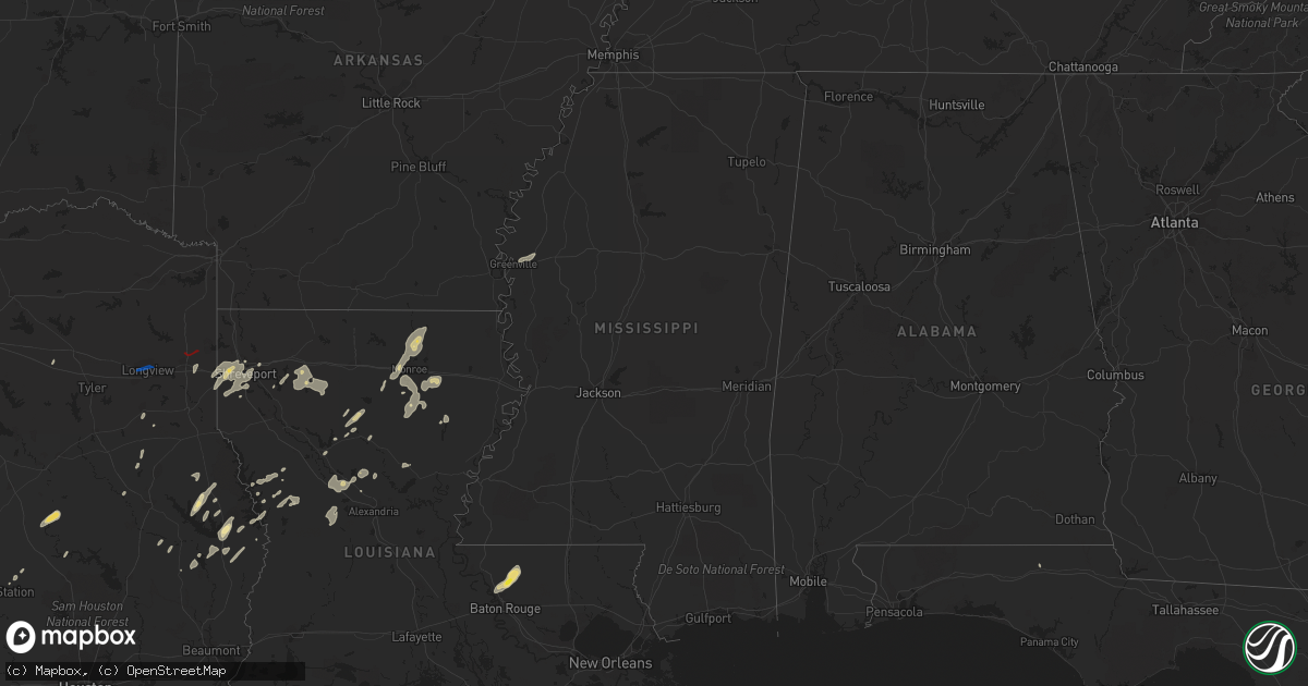 Hail map in Mississippi on May 8, 2019